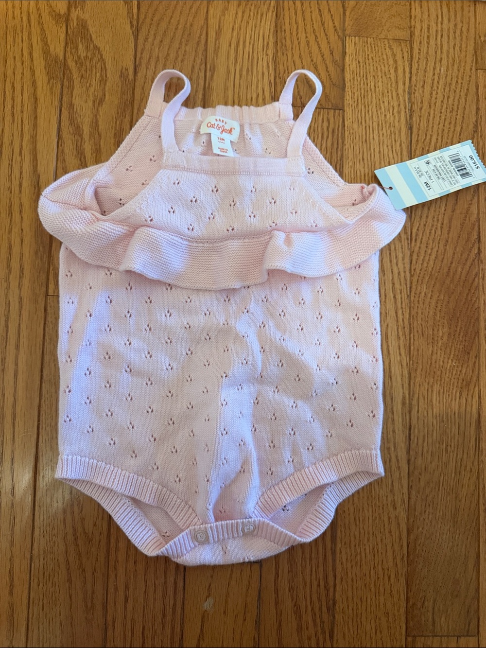 NWT-Cat & Jack (baby) Pink Knit Ruffle Baby One-Piece